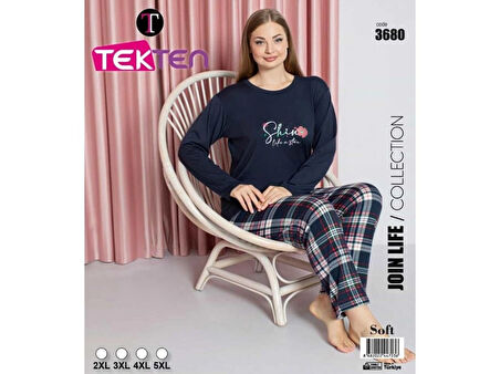 Tekten 3680 Soft Penye Battal Kadın Pijama Takımı