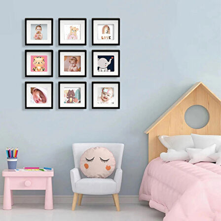 Nobbystar Yapışkanlı Sök-Tak Paspartulu Siyah14x14cm POLA Kare Fotoğraf Çerçevesi - 9'lu Paket