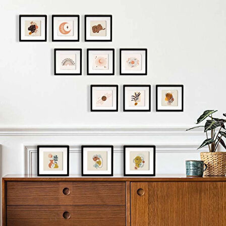 Nobbystar Yapışkanlı Sök-Tak Paspartulu Siyah14x14cm POLA Kare Fotoğraf Çerçevesi - 9'lu Paket