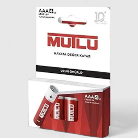 Mutlu Alkalin AAA İnce Kalem Pil, 1,5 V LR03 , 4 ’lü paket
