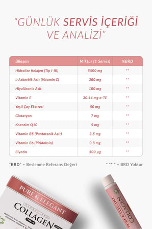 Wellvalens Pure Elegant 5500mg Kolajen Shot (Yeşil Elma Aromalı) Hyaluronik Asitli Tip 1 & 3 (2 Kutu)