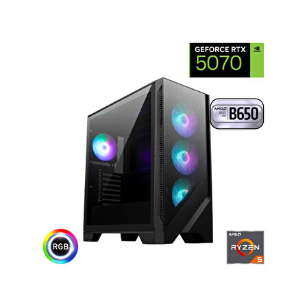 Güneysu Ryzen 5 7500F 16GB Ddr5 1tb SSD Rtx 5070 12GB B650 Anakart Oyun Bilgisayarı