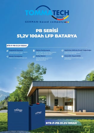 TommaTech 51.2V 100Ah LiFePO4 LFP Lityum Batarya