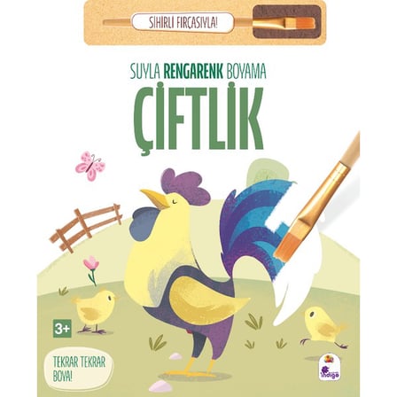 İndigo Çocuk Suyla Rengarenk Boyama - Çiftlik (Sihirli Fırçasıyla) Eğlenceli Kitap