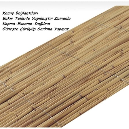 Kamış Çit Bambu Hasır Yükseklik 2,00 Metre En 5,00 Metre Doğal Kamış Gölgelik 2x5 Metre Turkuaz Tek Ebat 500 x 200