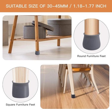 Cocoloco Home 24'Lü Masa Sandalye Ayak Koruyucu Gri Silikon