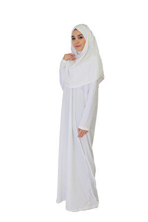 BEYAZ FERMUARSIZ NAMAZ ELBİSESİ
