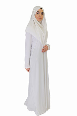 BEYAZ FERMUARSIZ NAMAZ ELBİSESİ