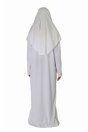 BEYAZ FERMUARSIZ NAMAZ ELBİSESİ