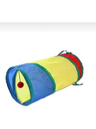 Patibon Kısa Kedi Tüneli Katlanır Gökkuşağı 50 cm Uzunluk 25 cm Çap Evcil Hayvan Oyun Tüneli