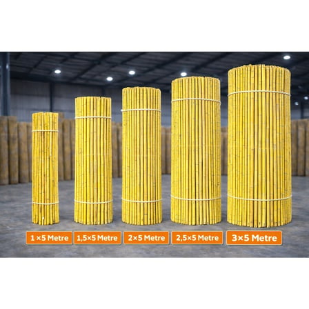Doğal Bambu Kamış Hasır Çit 3x5 m | Bahçe Balkon Gizlilik Perdesi Gölgelik Kamış Çit