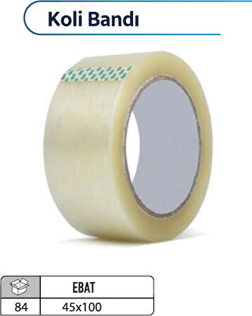45MM x 100 Metre Koli Bandı | 1 Adet | Güçlü Yapışkanlı Şeffaf Paketleme Bandı