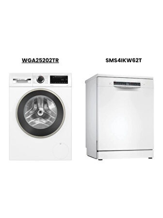Bosch İkili Beyaz Eşya Seti: WGA25202TR 10 kg Çamaşır Makinesi + SMS4IKW62T Bulaşık Makinesi