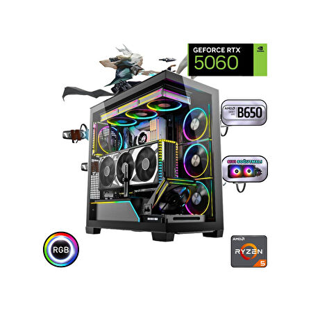 Ryzen 5 7500F 32GB Ddr5 1tb SSD Rtx 5060 B650 Anakart 240MM Sıvı Soğutma Oyuncu Bilgisayarı