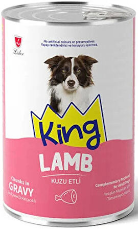 King Sos Içerisinde Et Parçacıklı Kuzu Etli Köpek Konservesi 400 gr 12 Adet