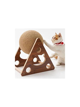 Ahşap Ipli Kedi Oyuncagi Topu Kedi Tırmalaması