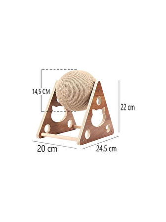 Ahşap Ipli Kedi Oyuncagi Topu Kedi Tırmalaması