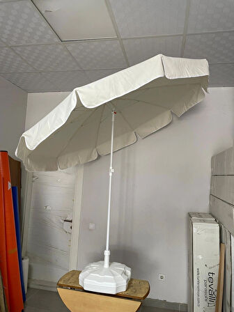 Zeyycamping Kalın Kumaş 200 cm Plaj Bahçe Balkon Teras Kamp Şemşiye + Taşıma Çantası +22 Litre Bidon