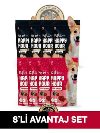 Reflex Plus Happy Hour Anti Aging Collagen & Love Edition Köpek Ödül Maması Seti 8x60 gr