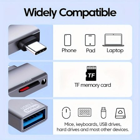 2’si 1 Arada Tf Kart + USB Kart Okuyucu | USB 3.1 10GBPS Type-C / Lightening Dönüştürücü