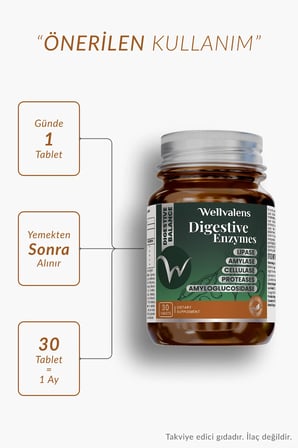 Wellvalens Digestive Enzymes İkili Paket 60 Tablet | 5’Li Enzim Kompleksi