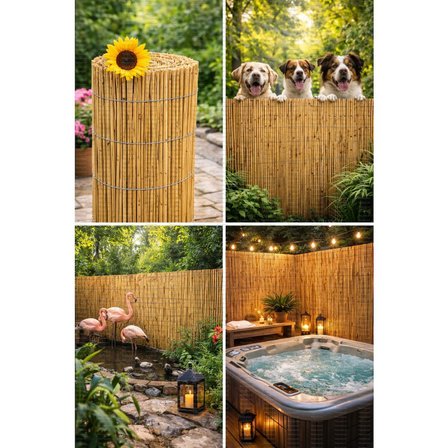 Doğal Kamış Bambu Çit 1X3M Bahçe Teras Balkon Gizlilik Perdesi Gölgelik Örtü