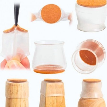 Cocoloco Home 24 Adet Keçeli Şeffaf Silikon Sandalye Ayak Koruyucu Seti Sessiz, Çizmez, Kaymaz Mobilya Koruma