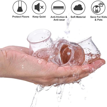 Cocoloco Home 8 Adet Keçeli Şeffaf Silikon Sandalye Ayak Koruyucu Seti Sessiz, Çizmez, Kaymaz Mobilya Koruma