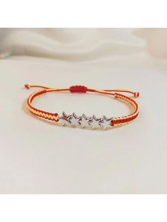 Crystal Ateliar Erkek Bileklik Sarı Kırmızı Unisex Makrome