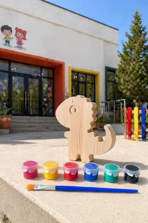 Vuud Ahşap Dinazor Boyama Seti - Montessori Yaklaşımından İlham Alan Çocuk Etkinliği