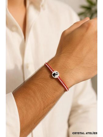 Crystal Ateliar Unisex Makrome Bileklik Kırmızı Beyaz Atatürk Figürlü Ayarlanabilir