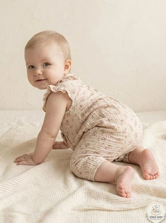  Organik Müslin Kız Bebek Tulum - Çiçekli Kurdeleli Vintage Stil Yazlık Bebek Kıyafeti 1 Gökçe Baby Organik Müslin Kız Bebek Tulum - Çiçekli Kurdeleli Vintage Stil Yazlık Bebek Kıyafeti