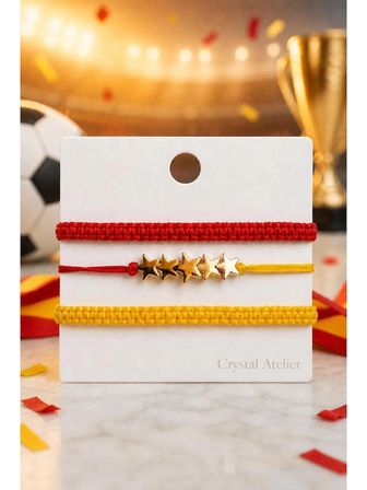 Crystal Ateliar Makrome Bileklik Seti Unisex Çok Renkli El Yapımı Ayarlanabilir