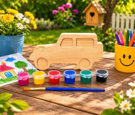 Vuud Ahşap Araba Boyama Seti - Montessori Yaklaşımından İlham Alan Çocuk Etkinliği