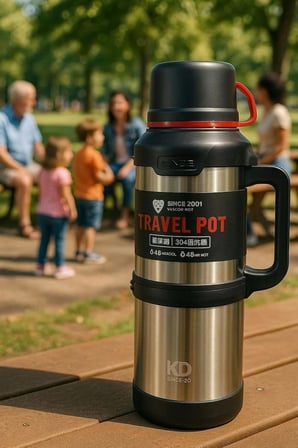 Travel Pot Çelik 4 Litre Mega Termos – 48 Saat Sıcak & Soğuk Koruma, Uzun Süre Isı Saklayan Vakum Teknolojisi, Kamp, Av, Piknik ve İş Hayatı İçin Üst Düzey Dayanıklılık.