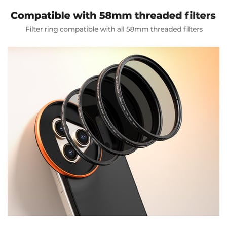 K&F Concept iPhone 17 Pro Max Uyumlu Cpl Filtre + Manyetik Filtre Montaj Adaptörü