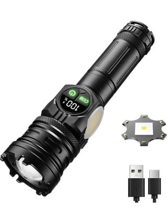 WISON WS-6868 Profesyonel El Feneri 25W 2500 Lümen 5800 Mah Zoomlu Güçlü Cob Light Metal Kasa Powerbank Type-C Şarjlı
