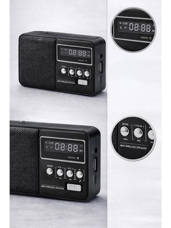 Subzero SB38 Mini Nostalji Bluetooth Müzik Kutusu Siyah Renkli Taşınabilir Fm Hoparlör