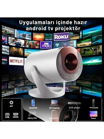 Leerfei Q310 Pro+ Full Hd Projeksiyon Cihazı Telefon, tablet, bilgisayar, TV kutusu, oyun konsolu ve USB bellek uyumlu Q310 Ultra