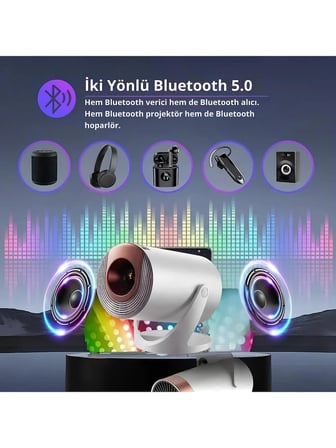Leerfei Q310 Pro+ Full Hd Projeksiyon Cihazı Telefon, tablet, bilgisayar, TV kutusu, oyun konsolu ve USB bellek uyumlu Q310 Ultra