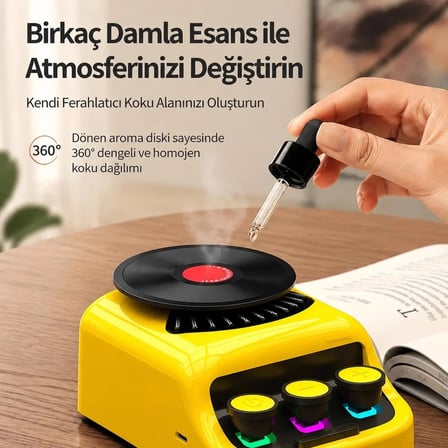 Venandin Z18 Gromo Bluetooth Hoparlör Retro Rgb Hoparlör ve 360° Dönen Aroma Diskli Esans Koku Dağıtıcı