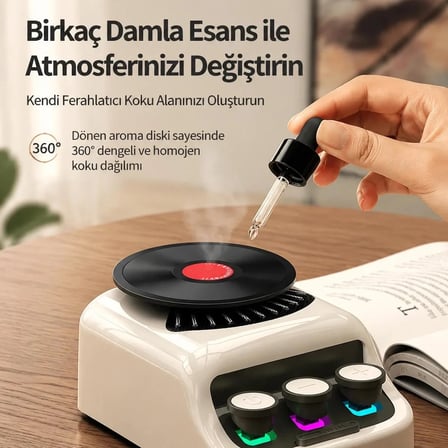 Venandin Z18 Gromo Bluetooth Hoparlör Retro Rgb Hoparlör ve 360° Dönen Aroma Diskli Esans Koku Dağıtıcı