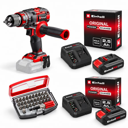 Einhell Tp- CD 18/80 Li i Bl Akülü Solo Darbeli Matkap + 2 x 2.5 Ah Starter Kit Akü + Kwb 32 Parça Bits Uç