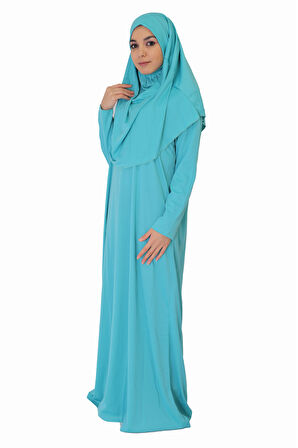 CAM GÖBEĞİ MAVİSİ FERMUARSIZ NAMAZ ELBİSESİ