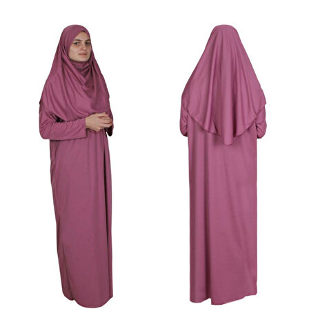 KOYU GÜL KURUSU FERMUARSIZ NAMAZ ELBİSESİ