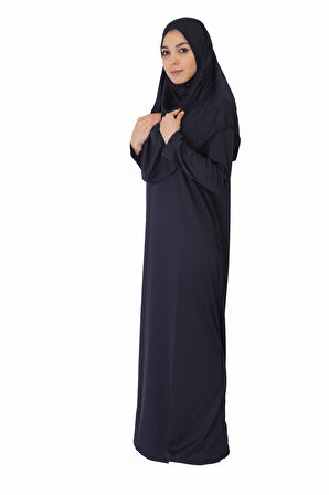 KOYU LACİVERT FERMUARSIZ NAMAZ ELBİSESİ