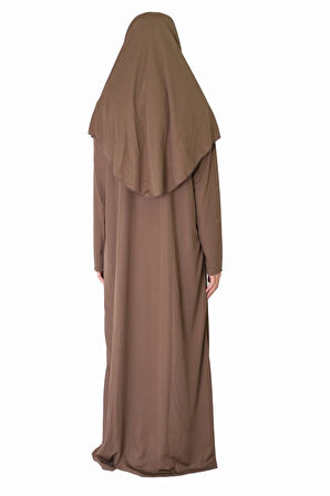 KOYU SÜTLÜ KAHVE FERMUARSIZ NAMAZ ELBİSESİ