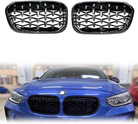 Bmw f20 diamond ön panjur ızgara 2012-2015 arası krom-siyah