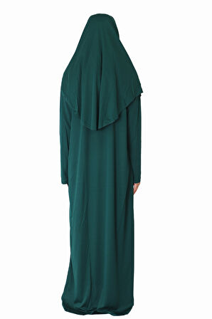 ZÜMRÜT YEŞİL FERMUARLI NAMAZ ELBİSESİ