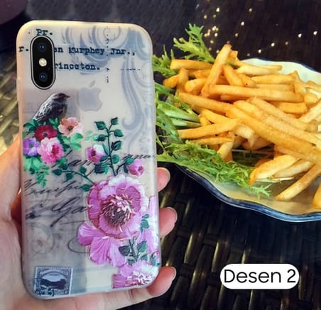 İphone X Xs 3d Gül Desenli Premium Silikon Kılıf-(5775)
